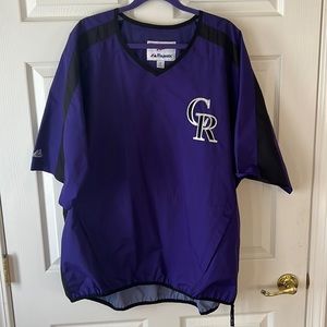 Majestic Authentic Collection Colorado Rockies Windbreaker‎ Shirt Purple, Sz XL
